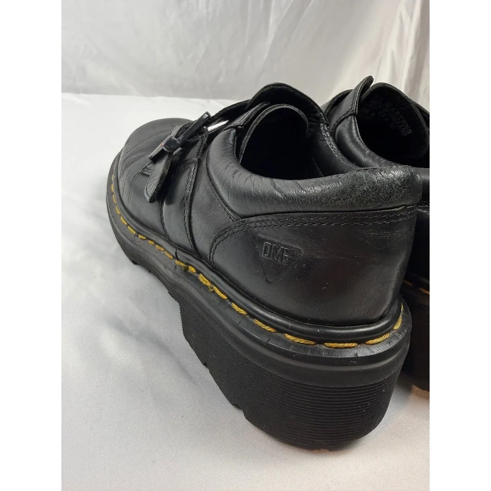 Dr. Martens Size US W8 M7 UK6 9157 Made in England Black Leather Buckle Shoes